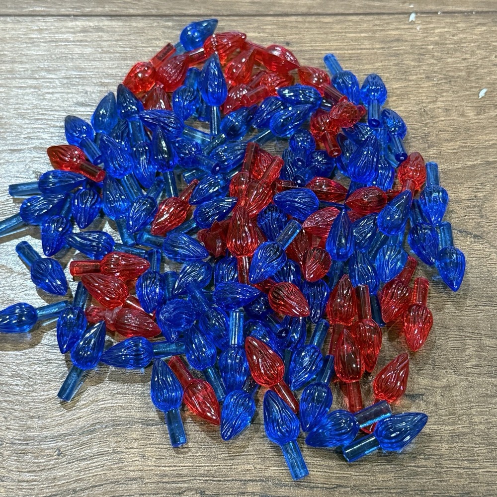 Twist Bulbs Ceramic Christmas Tree Replacement Vtg Small Red Blue X 110 & Bird - Picture 2 of 2